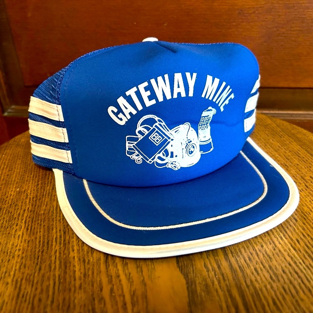 Vintage 70s Gateway Mine 3-Stripe Mesh Trucker Hat/Cap OSFA
